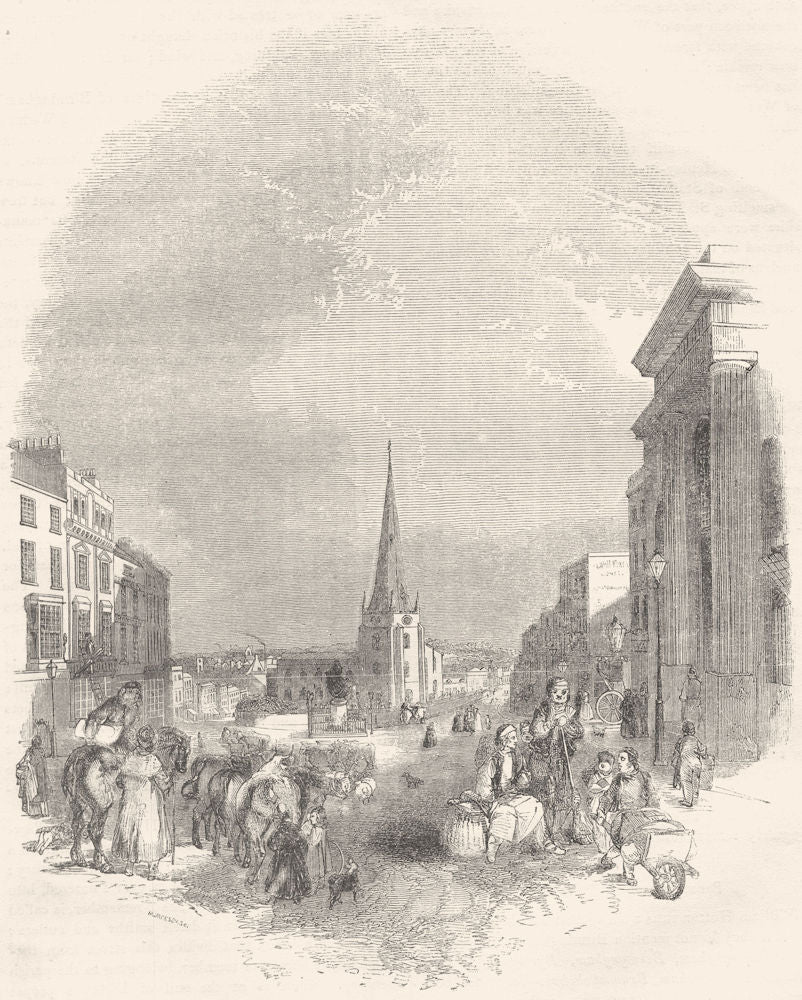 BIRMINGHAM. The Bull Ring 1850 old antique vintage print picture